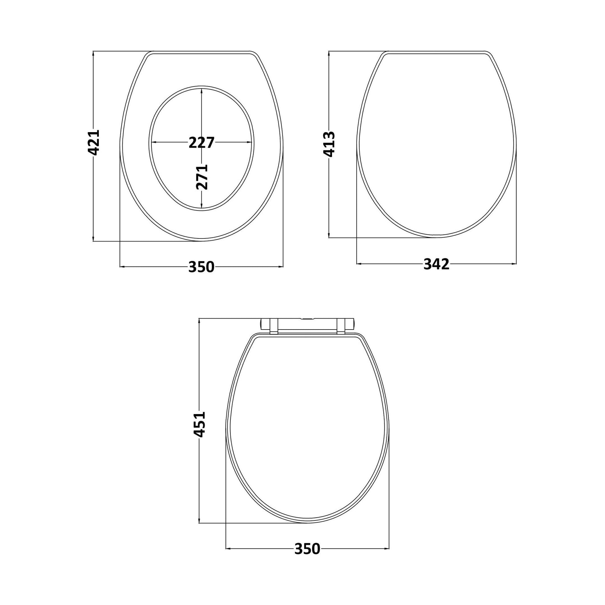 [BCHA199] Harrington Toilet Seat MAWHT - Technical Drawing