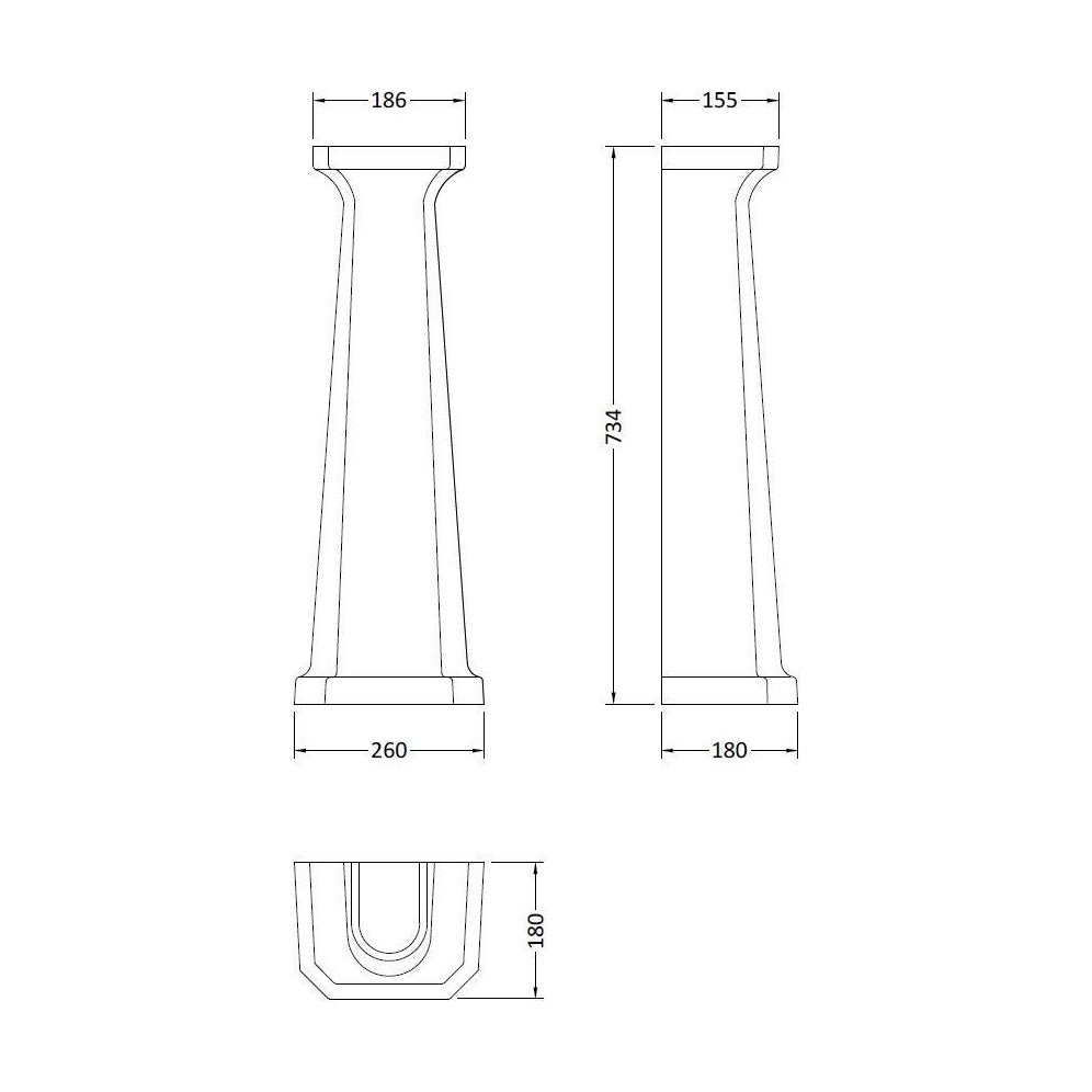 [BCHA853] COMFORT HEIGHT FULL PEDESTAL - Technical Drawing