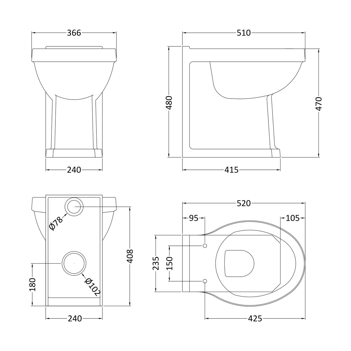 [BCHA856] Harrington Comfort Height BTW Pan - Technical Drawing