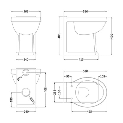 [BCHA856] Harrington Comfort Height BTW Pan - Technical Drawing