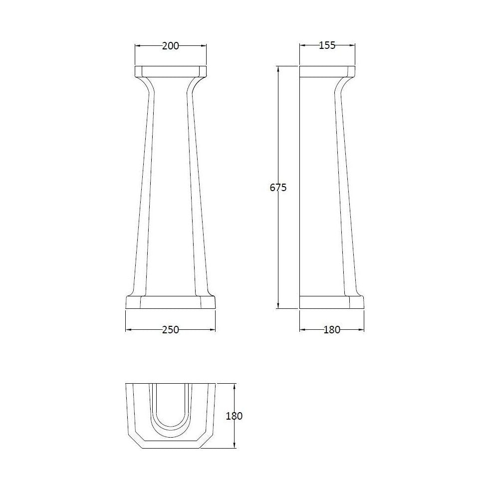 [BCHA883] Full Pedestal - Technical Drawing
