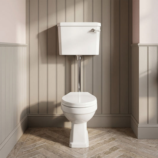 [BCKI001] Madeley Classic Low Level Toilet Pan with Cistern and Flush Pipe Kit - Silo