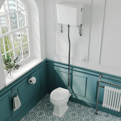[BCKI002] Traditional High Level Toilet Pan, Cistern, Flush Pipe Kit  - White - Lifestyle 2