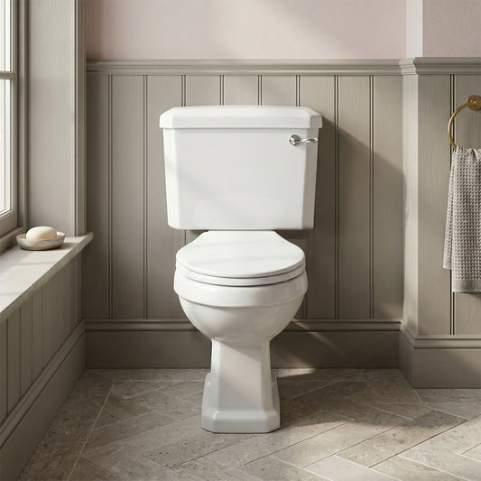 [BCKI003] Madeley Close Coupled Toilet Pan, Cistern and Soft Close Seat - 820mm x 470mm - Silo