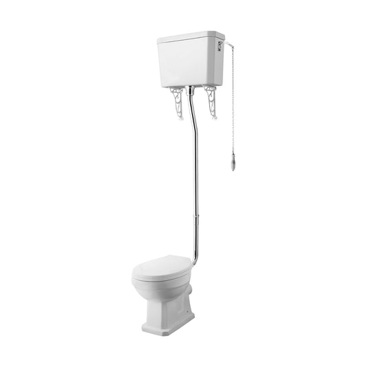 [BCKI006] Madeley Traditional Toilet with High Level Cistern, Flush Pipe Kit and Soft Close Toilet Seat - Cutout