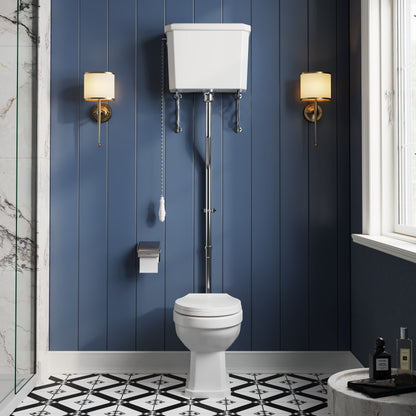 [BCKI006] Madeley Traditional Toilet with High Level Cistern, Flush Pipe Kit and Soft Close Toilet Seat - Lifestyle 1