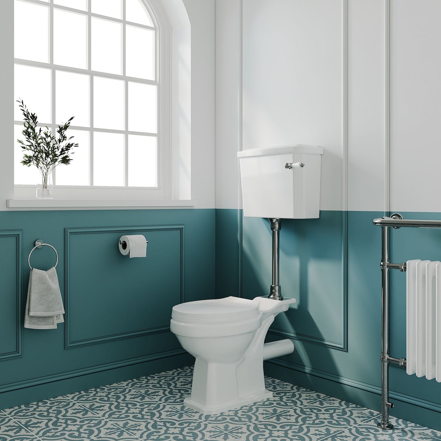 [BCKI007] Madeley Traditional Toilet with Mid Level Cistern, Flush Pipe Kit and Soft Close Toilet Seat - Lifestyle 3