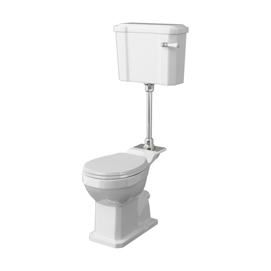 [BCKI009] Madeley Traditional Comfort Height Toilet with Mid Level Cistern, Flush Pipe Kit and Soft Close Toilet Seat - Cutout