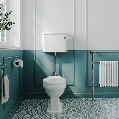 [BCKI009] Madeley Traditional Comfort Height Toilet with Mid Level Cistern, Flush Pipe Kit and Soft Close Toilet Seat - Lifestyle 1