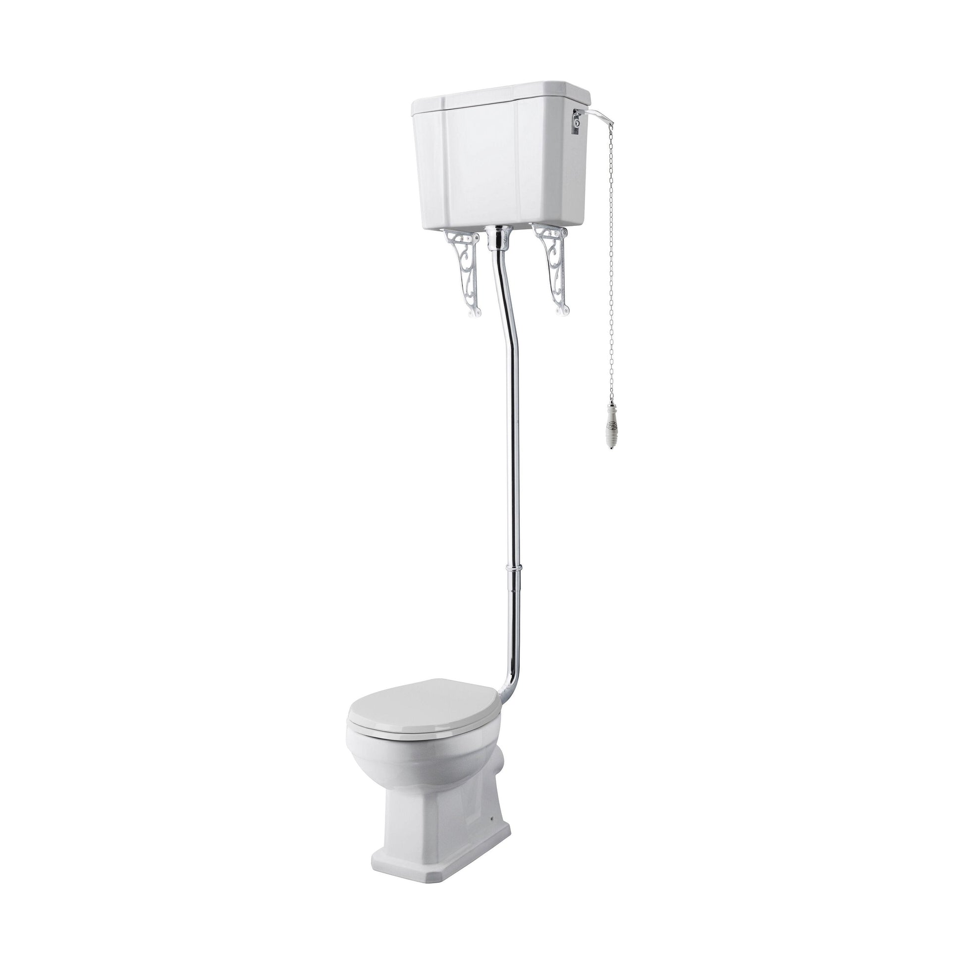 [BCKI010] Madeley Traditional Comfort Height Toilet with High Level Cistern, Flush Pipe Kit and Soft Close Toilet Seat - Cutout