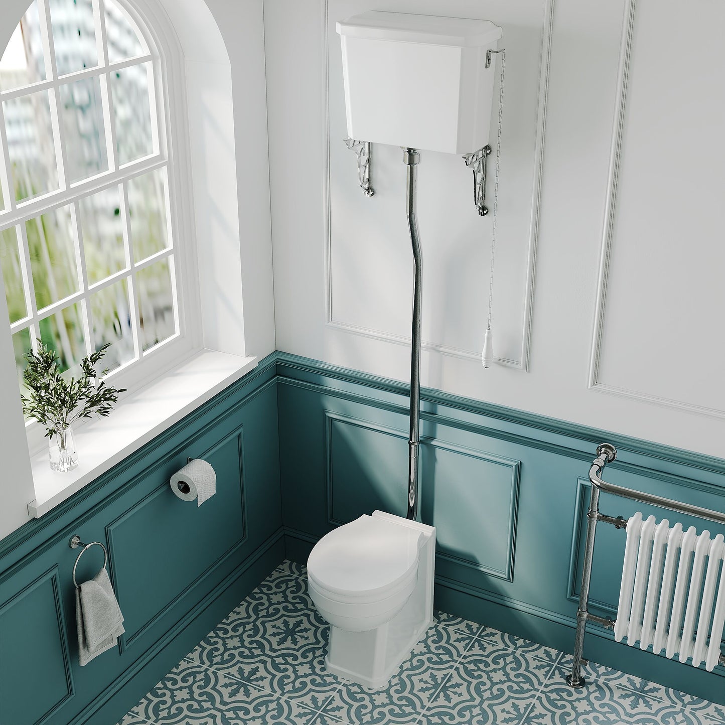 [BCKI010] Madeley Traditional Comfort Height Toilet with High Level Cistern, Flush Pipe Kit and Soft Close Toilet Seat - Lifestyle 2
