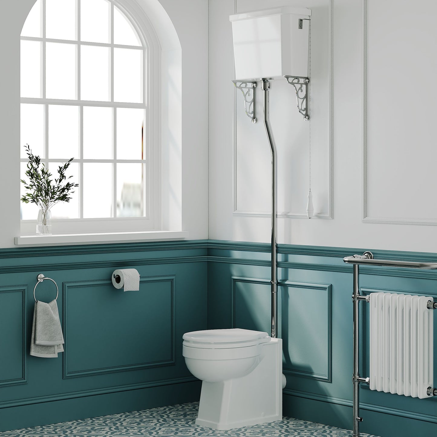 [BCKI010] Madeley Traditional Comfort Height Toilet with High Level Cistern, Flush Pipe Kit and Soft Close Toilet Seat - Lifestyle 3