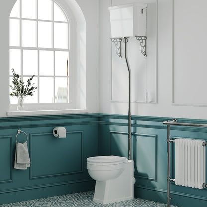 [BCKI010] Madeley Traditional Comfort Height Toilet with High Level Cistern, Flush Pipe Kit and Soft Close Toilet Seat - Lifestyle 3
