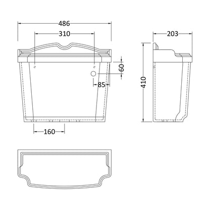 [BCLG401] Cistern Inc Chrome Handle - Technical Drawing