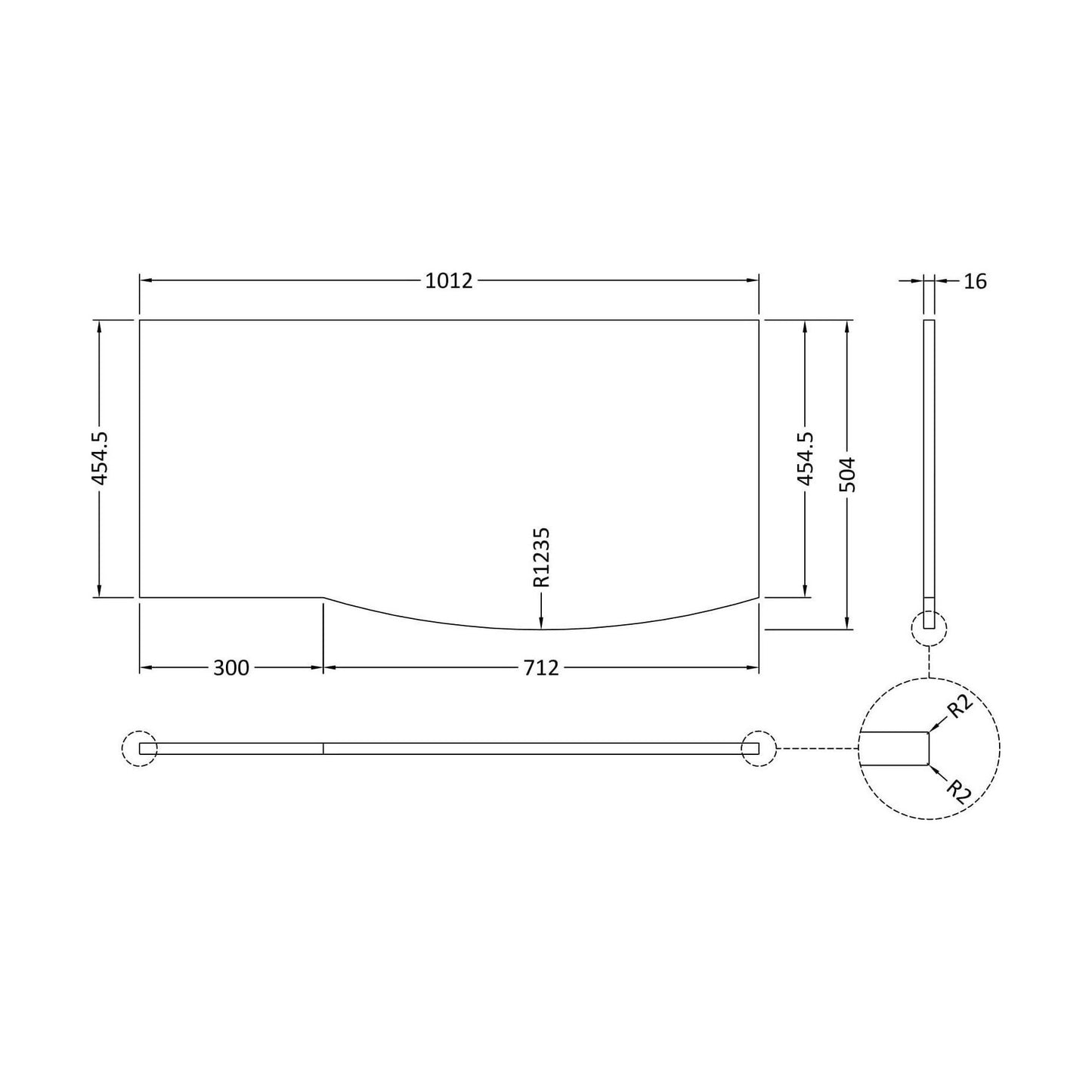 [BCMB101] 1000 Sarenna Marble Top - Technical Drawing