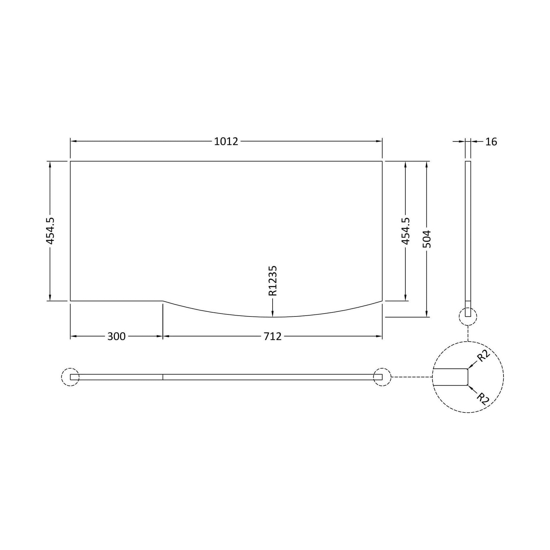 [BCMB101] 1000 Sarenna Marble Top - Technical Drawing