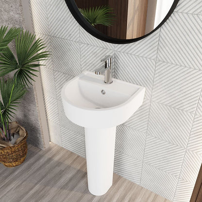 [BCMI002] Balterley Hopwas Ceramic D Shape Basin & Full Pedestal - 420 or 520mm Basin - Lifestyle 2