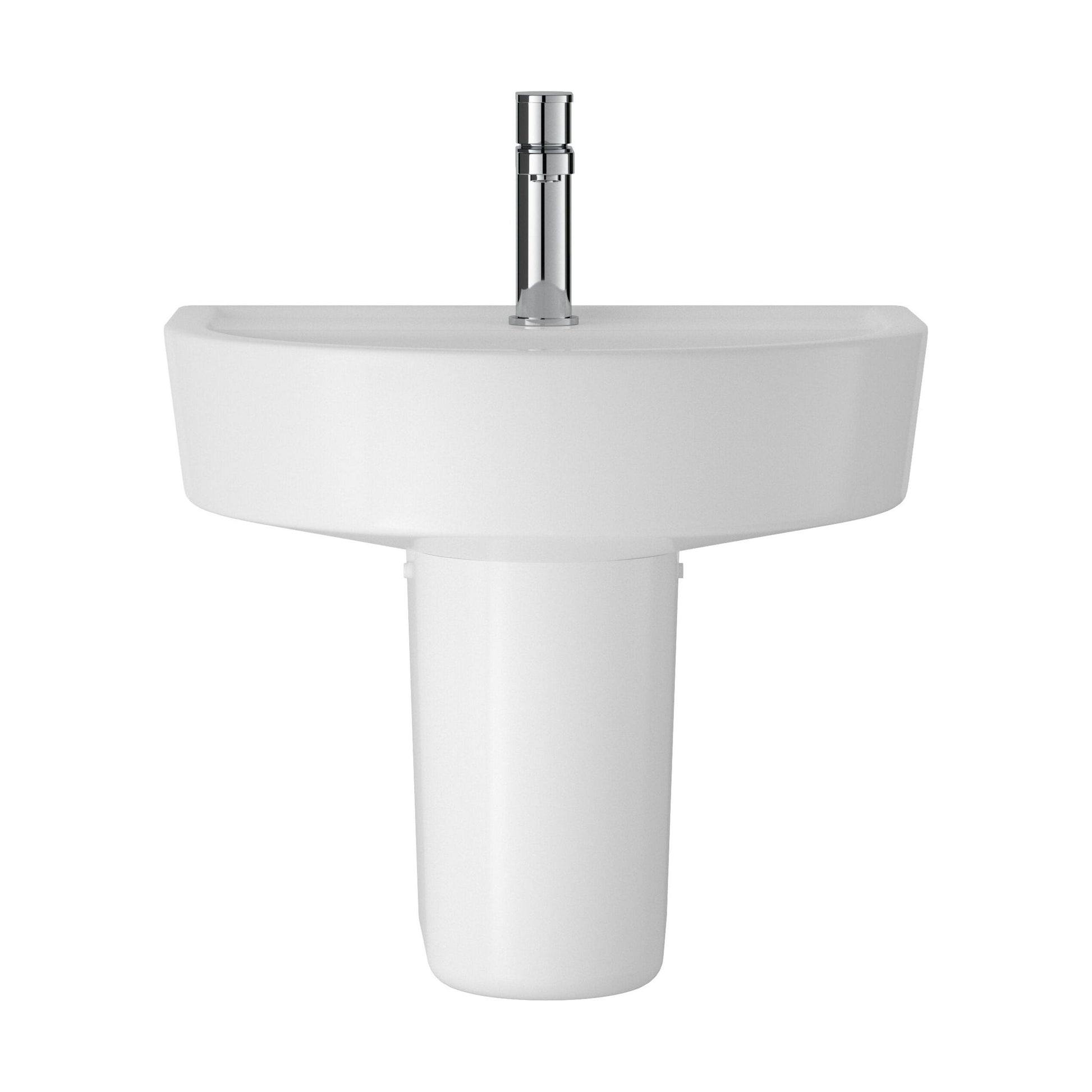 [BCMI004] Hopwas Round D Shape Ceramic Basin and Semi Pedestal - 420 or 520mm Basin - Cutout
