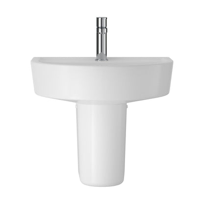 [BCMI004] Hopwas Round D Shape Ceramic Basin and Semi Pedestal - 420 or 520mm Basin - Cutout