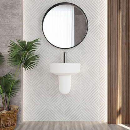 [BCMI004] Hopwas Round D Shape Ceramic Basin and Semi Pedestal - 420 or 520mm Basin - Lifestyle 1