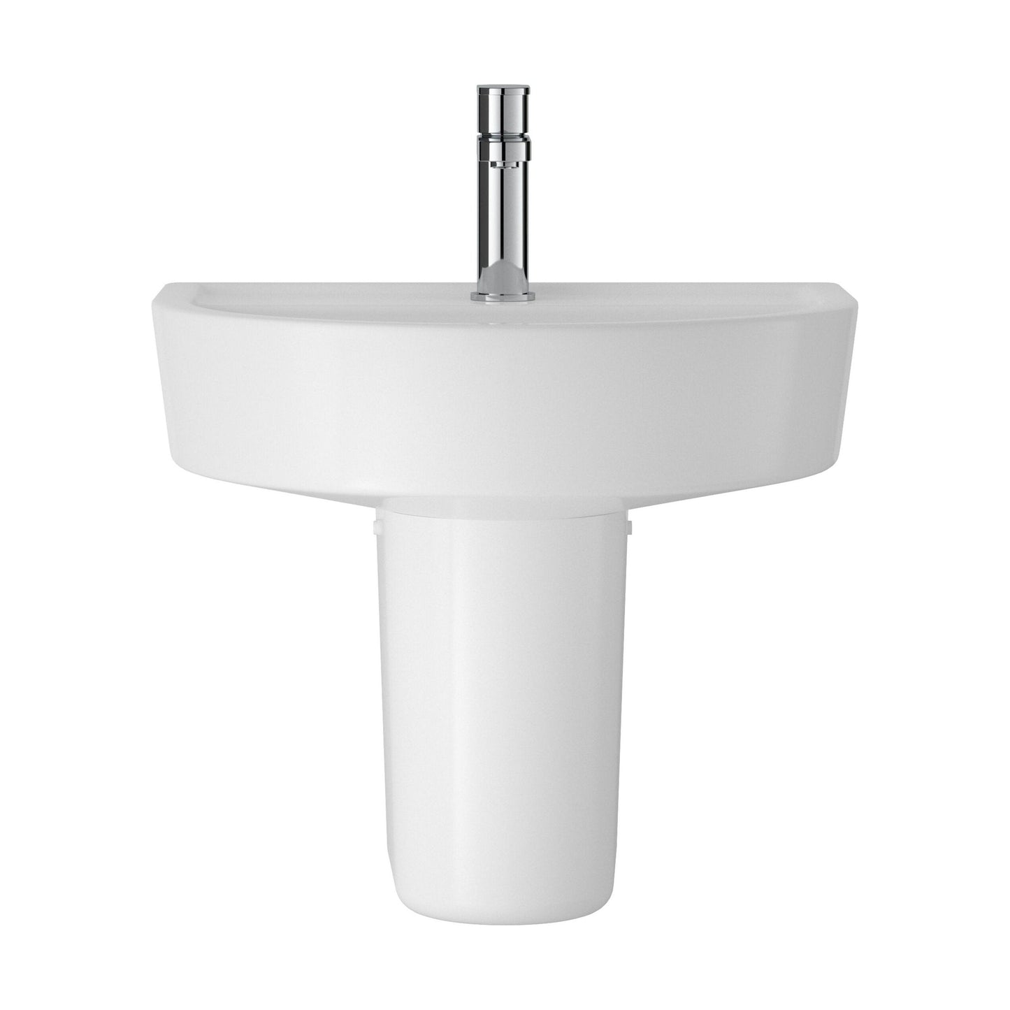 [BCMI005] Hopwas Round D Shape Ceramic Basin and Semi Pedestal - 420 or 520mm Basin - Cutout