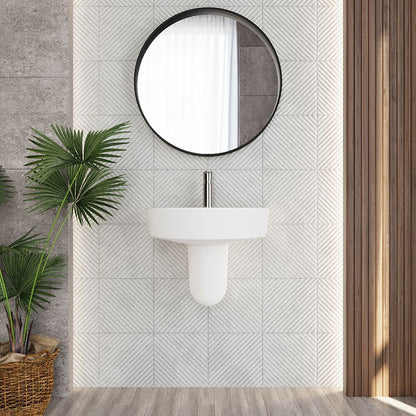 [BCMI005] Hopwas Round D Shape Ceramic Basin and Semi Pedestal - 420 or 520mm Basin - Lifestyle 1