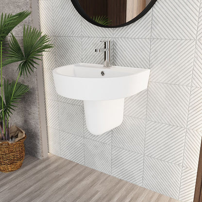 [BCMI005] Hopwas Round D Shape Ceramic Basin and Semi Pedestal - 420 or 520mm Basin - Lifestyle 3