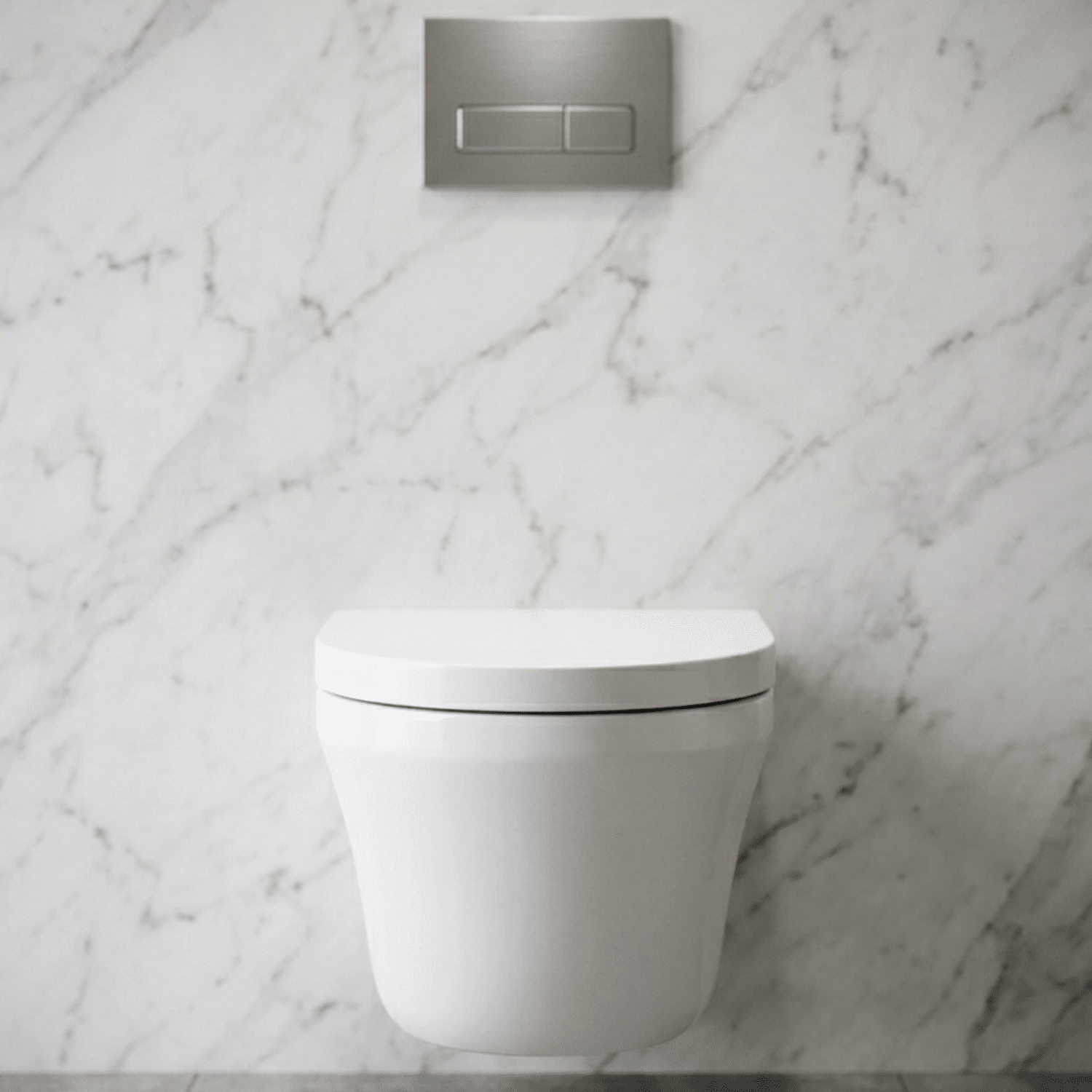 [BCMI027] Hopwas Contemporary Round Wall Hung Toilet Pan and Soft Close Seat, 445 x 360 x 530mm - Silo