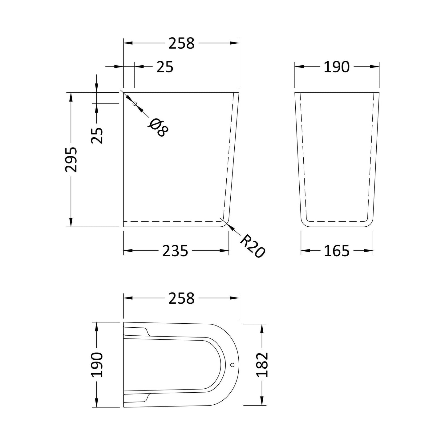 [BCMI407] Semi Pedestal - Technical Drawing