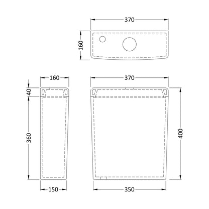 [BCMI601] Btw Close Couple Cistern - Technical Drawing