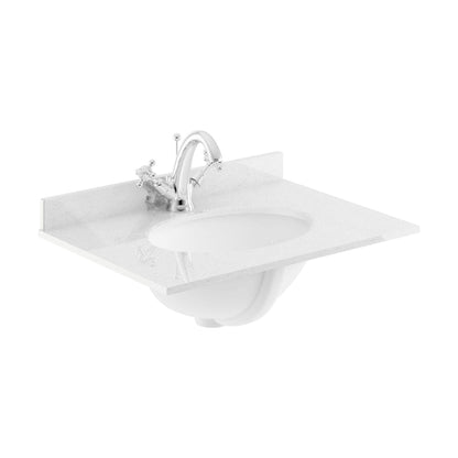 [BCMT222] 600 Single Bowl Marble Top 1TH - Cutout