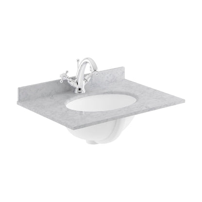 [BCMT223] 600 Single Bowl Marble Top 1TH - Cutout
