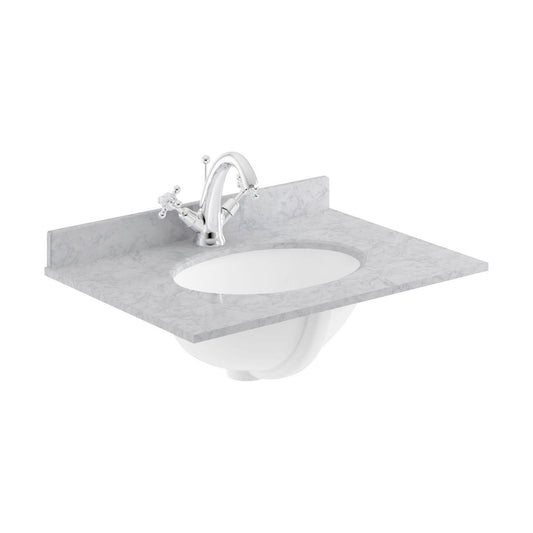 [BCMT223] 600 Single Bowl Marble Top 1TH - Cutout