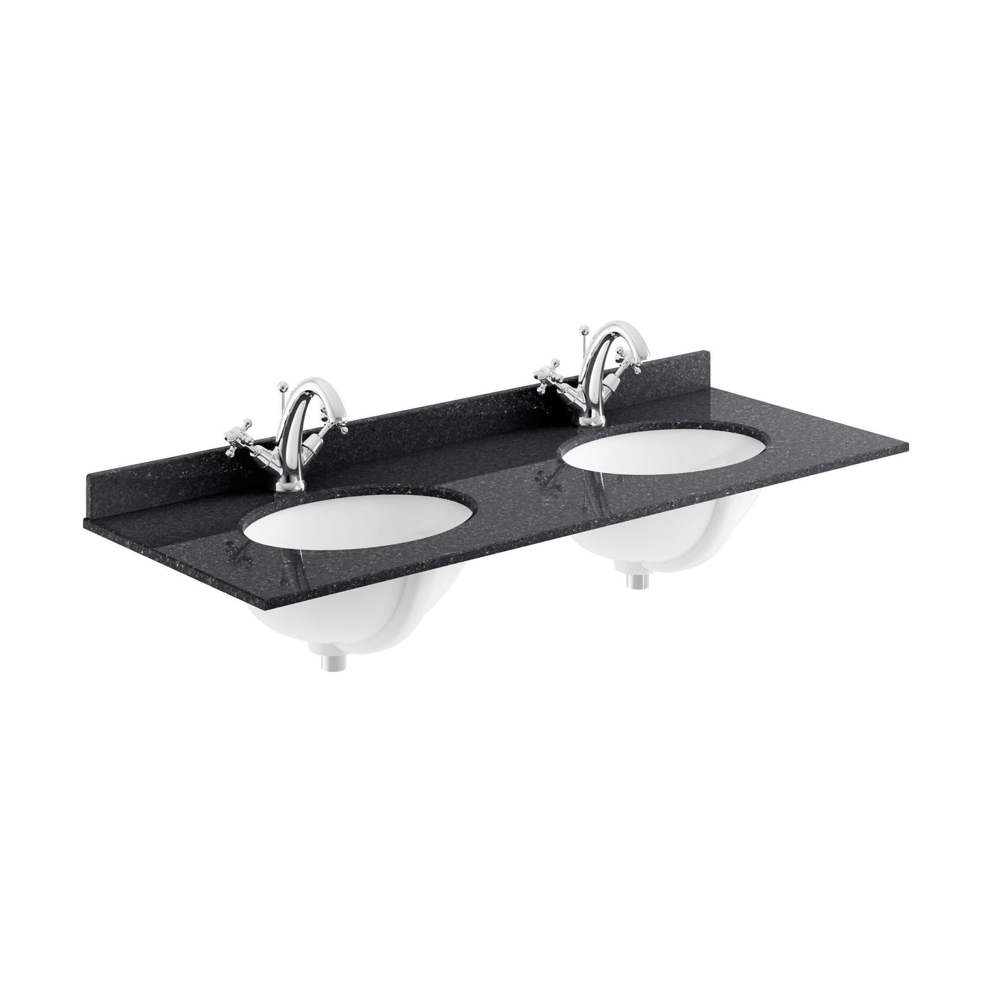 [BCMT233] 1200 Double Bowl Marble Top 1TH - Cutout