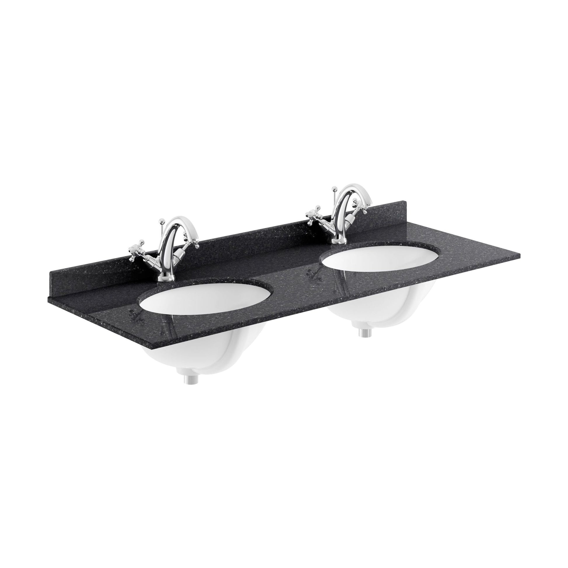 [BCMT233] 1200 Double Bowl Marble Top 1TH - Cutout
