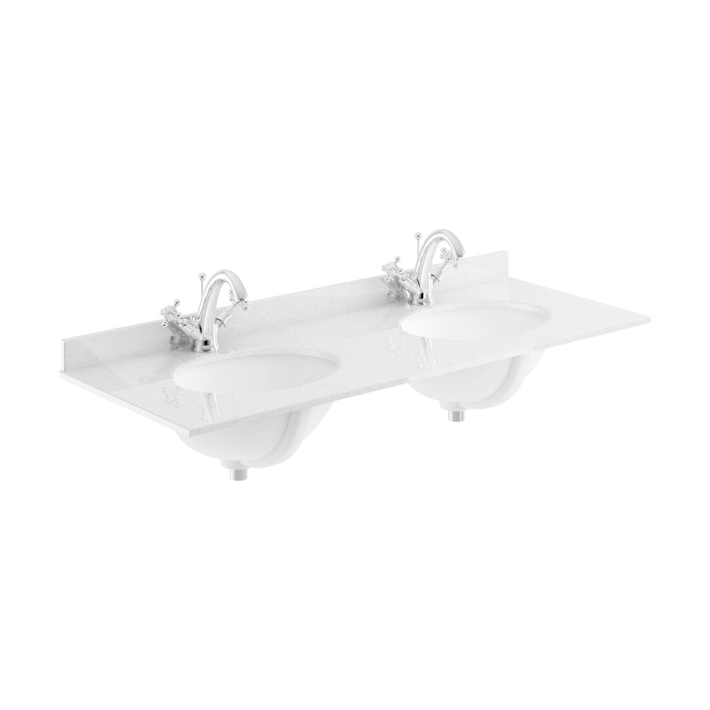 [BCMT234] 1200 Double Bowl Marble Top 1TH - Cutout
