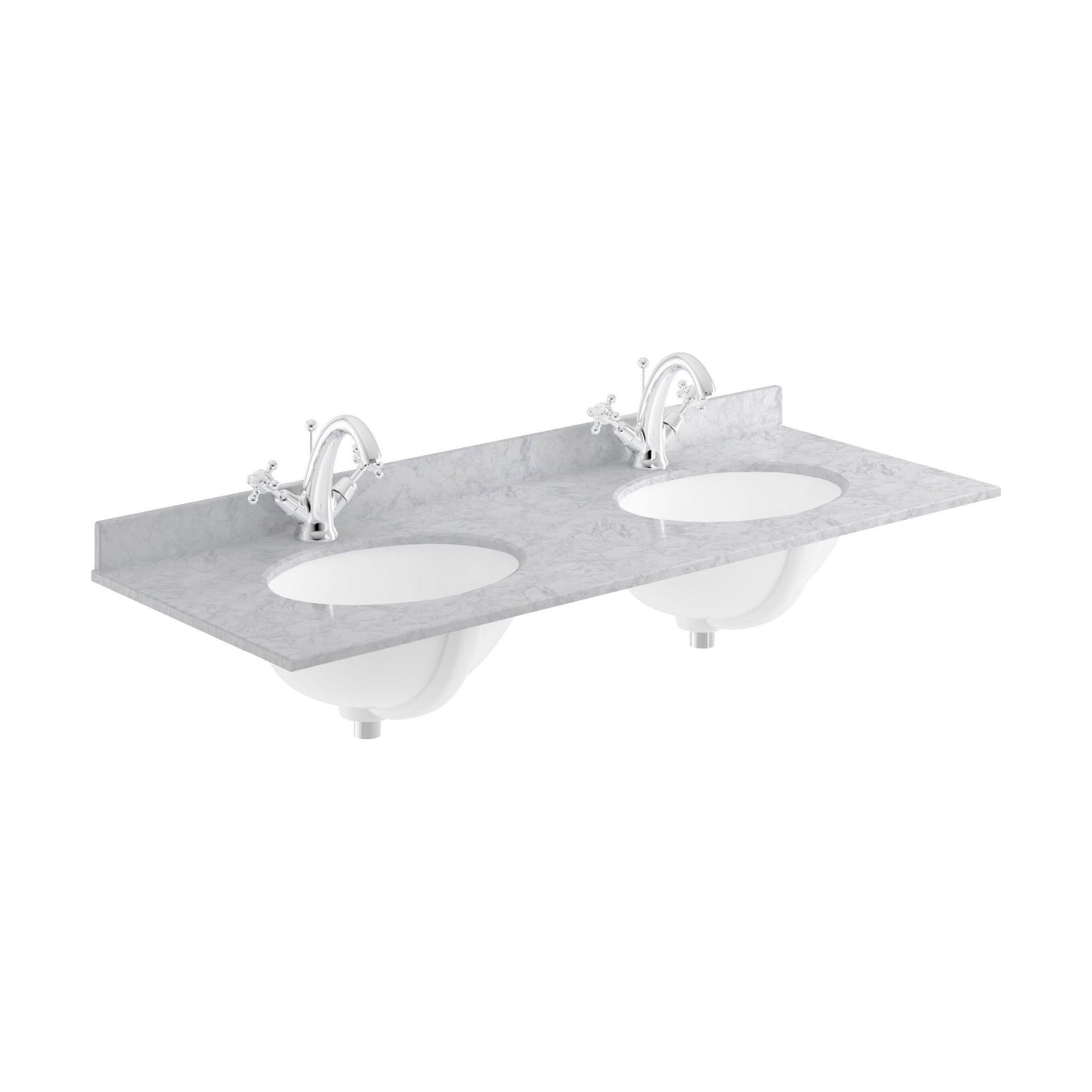 [BCMT235] 1200 Double Bowl Marble Top 1TH - Cutout
