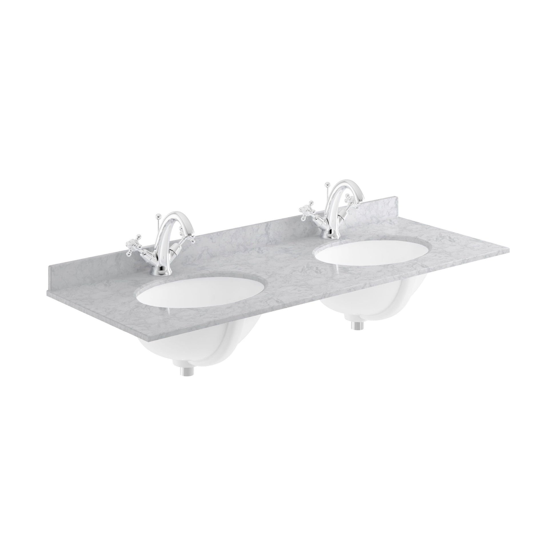 [BCMT235] 1200 Double Bowl Marble Top 1TH - Cutout