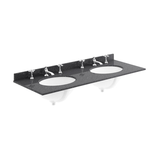 [BCMT236] 1200 Double Bowl Marble Top 3TH - Cutout