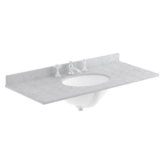 [BCMT250] 1000 Rectangle Marble Top/Basin 3TH - Cutout