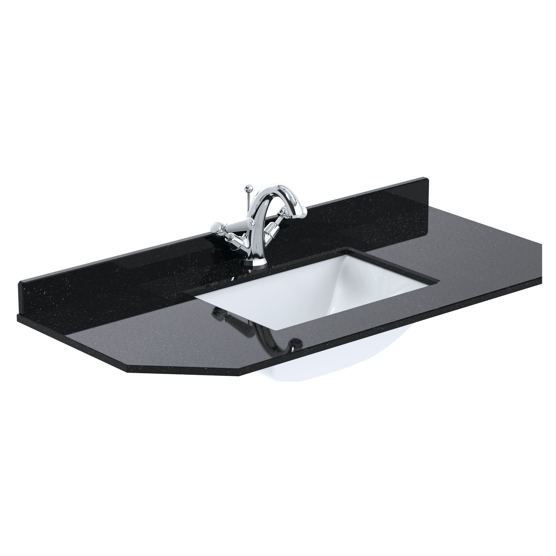 [BCMT269] 1000 SINGLE BOWL ANGLED MARBLE TOP 1TH - Cutout
