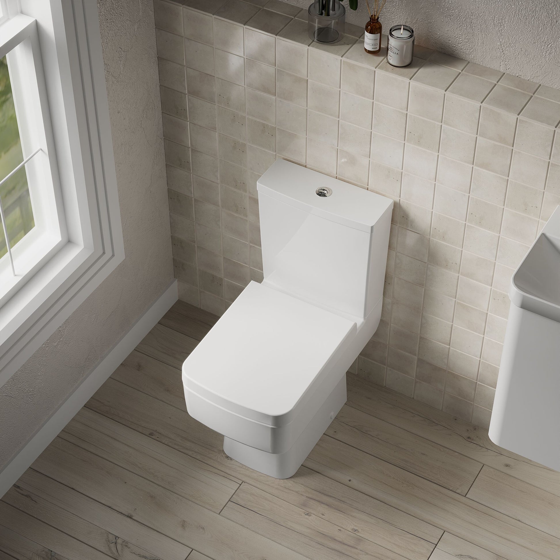[BCOP008] Forsbrook Modern White Semi Flush-to-Wall Toilet and Cistern – 610mm - Lifestyle 2