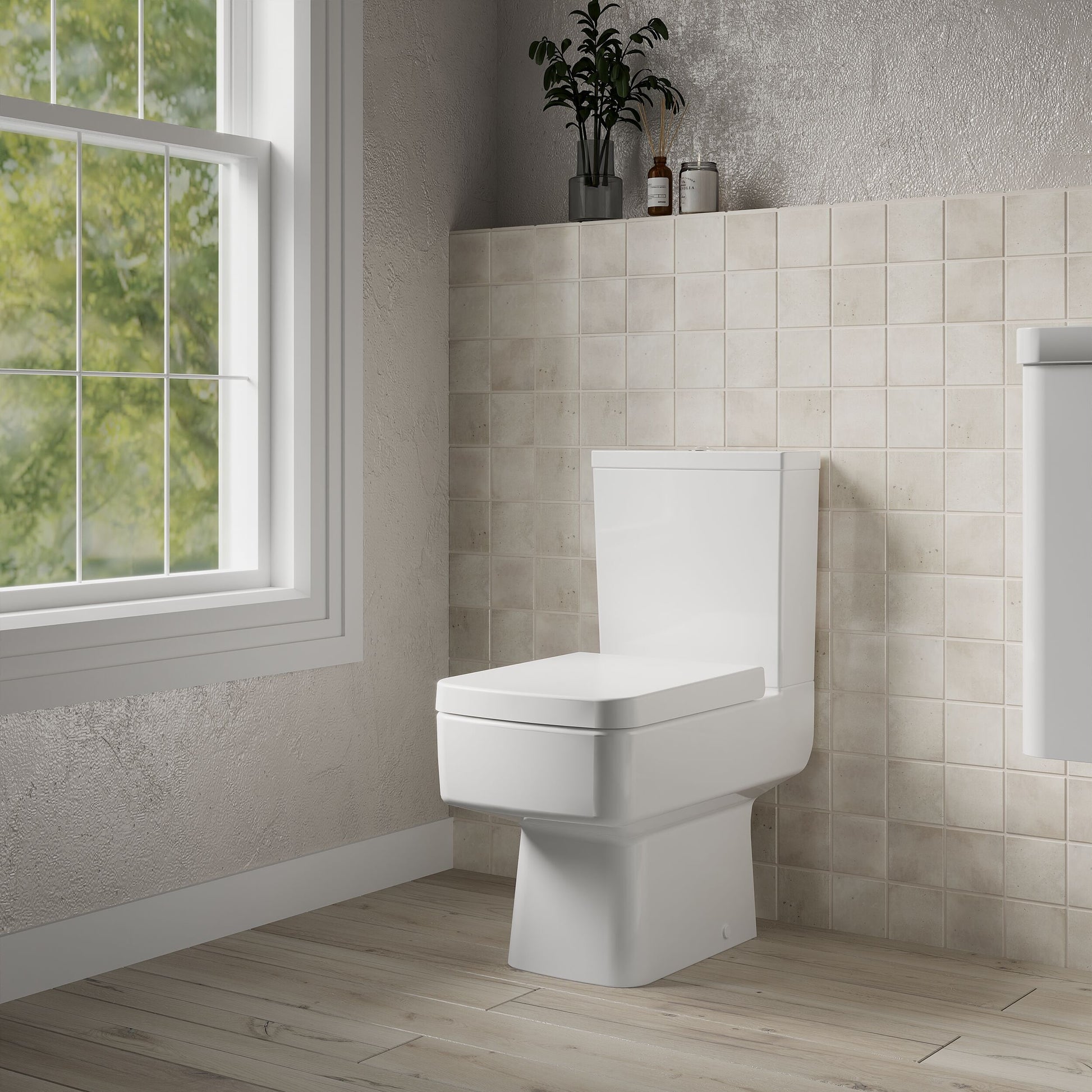 [BCOP008] Forsbrook Modern White Semi Flush-to-Wall Toilet and Cistern – 610mm - Lifestyle 3