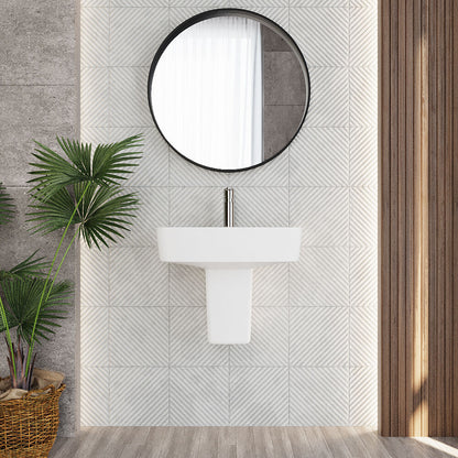 [BCOP011] Forsbrook Modern White Square 1 Tap Hole Bathroom Basin & Semi Pedestal - 520mm - Lifestyle 1