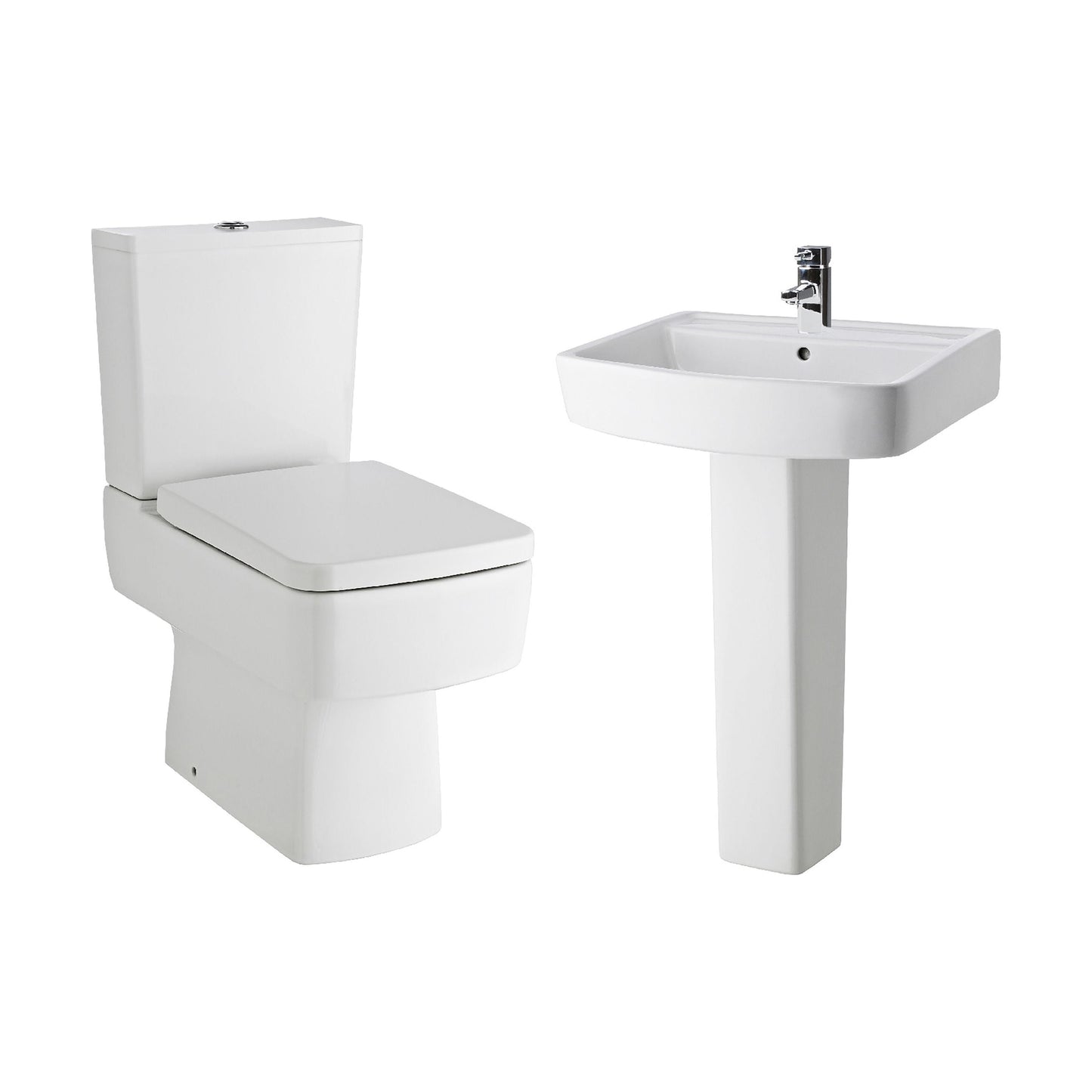 [BCOP012] Forsbrook Square 1 Tap Hole Bathroom Basin - Choose Size and Pedestal Type - Cutout