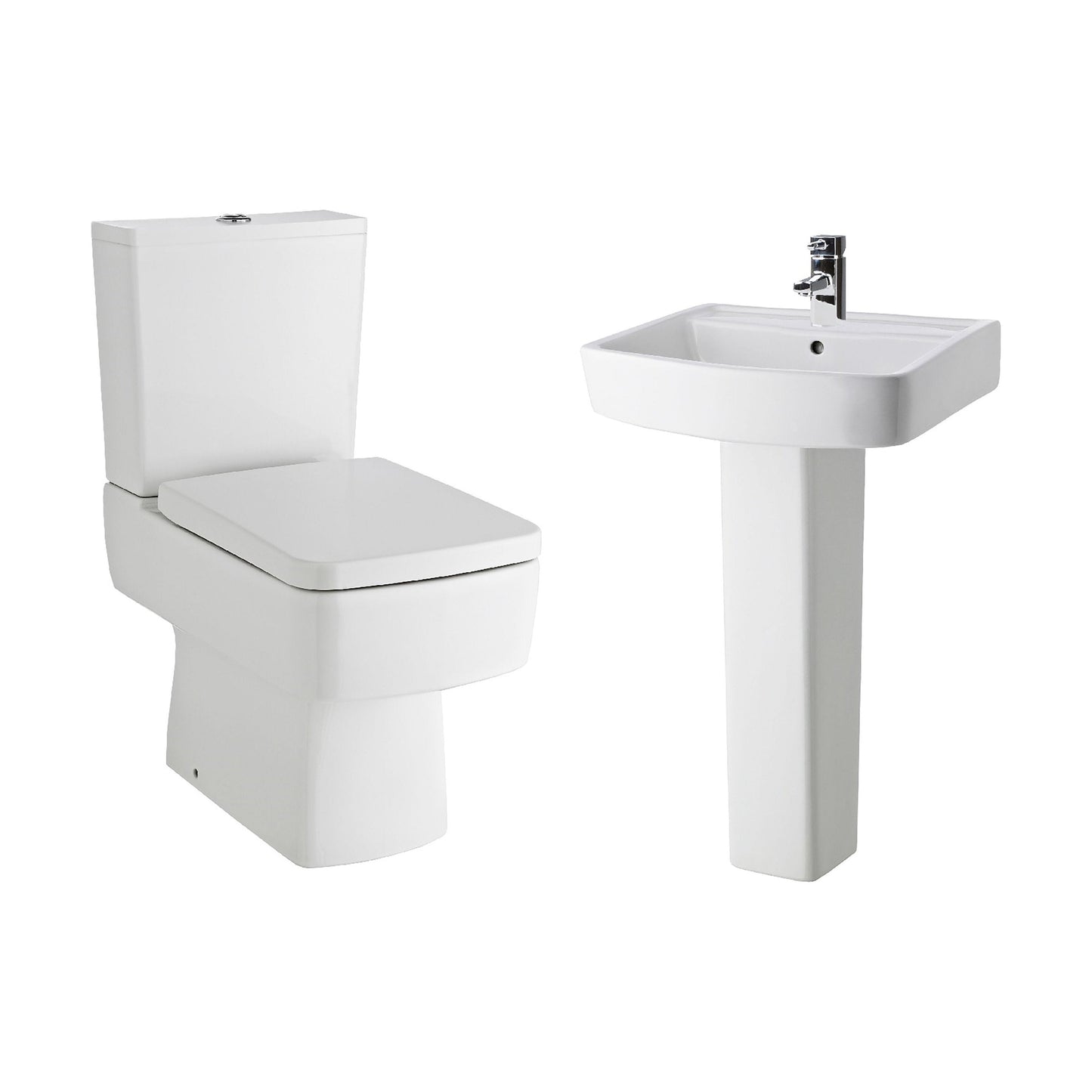 [BCOP013] Forsbrook Square 1 Tap Hole Bathroom Basin - Choose Size and Pedestal Type - Cutout