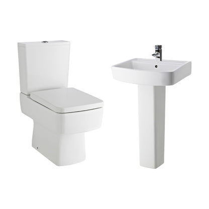 [BCOP013] Forsbrook Square 1 Tap Hole Bathroom Basin - Choose Size and Pedestal Type - Cutout