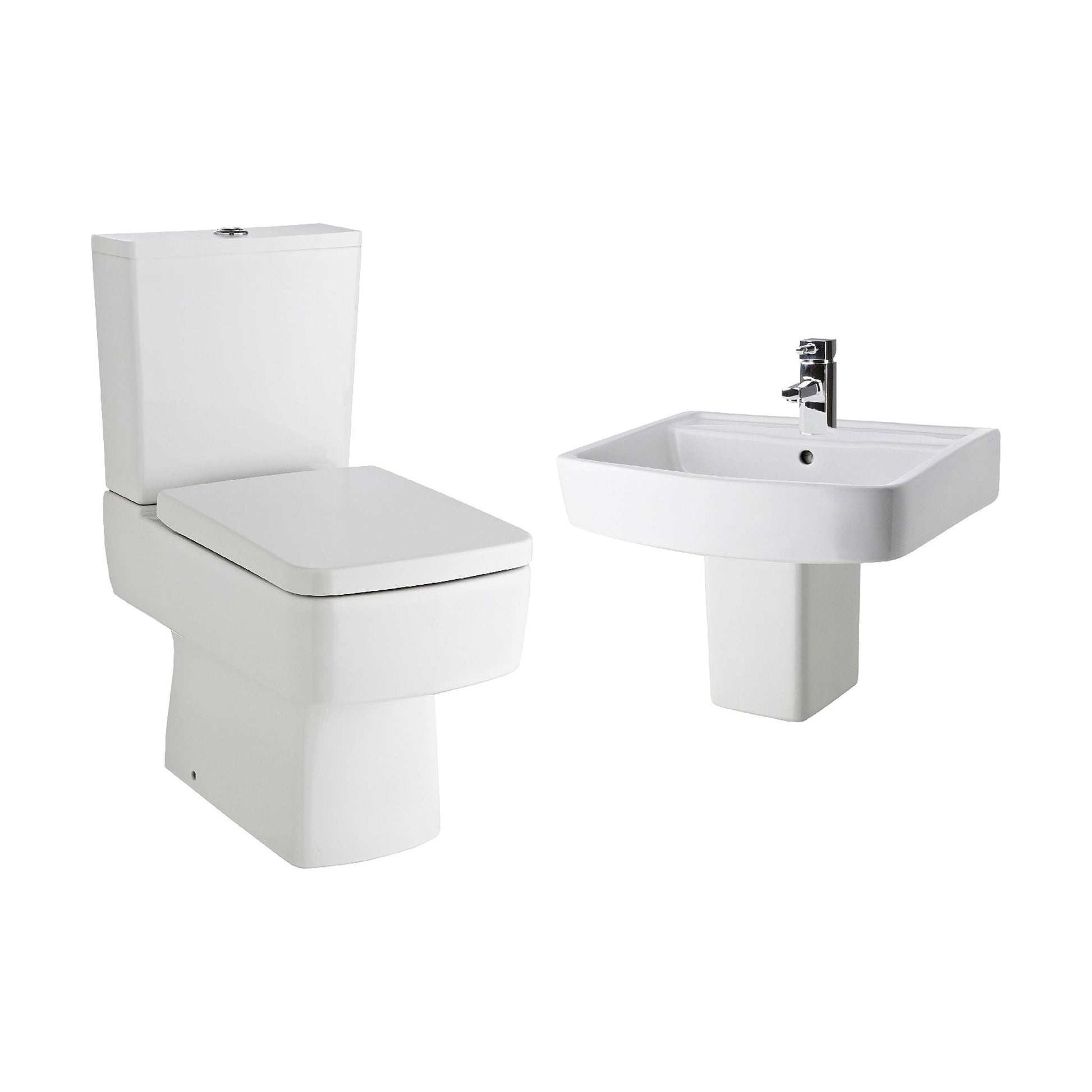 [BCOP014] Forsbrook Square 1 Tap Hole Bathroom Basin - Choose Size and Pedestal Type - Cutout