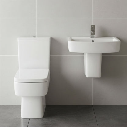[BCOP014] Forsbrook Square 1 Tap Hole Bathroom Basin - Choose Size and Pedestal Type - Silo