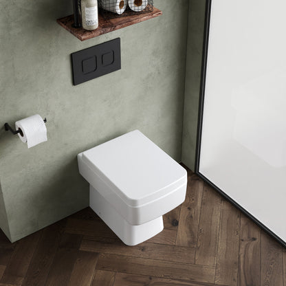 [BCOP106] Square Back to Wall Toilet Pan, Modern Compact Ceramic WC Design, 400mm x 350mm x 520mm - White by Balterley - Lifestyle 2